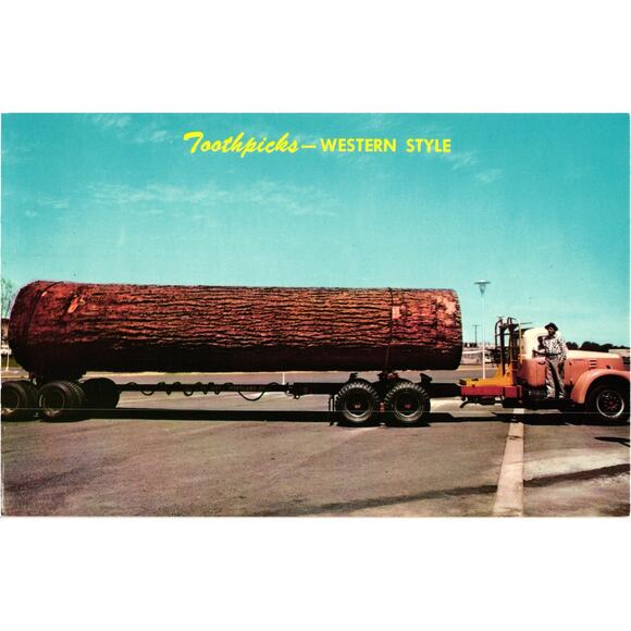 Toothpicks Western Style Postcard Logging Truck Unposted - Picture 1 of 2